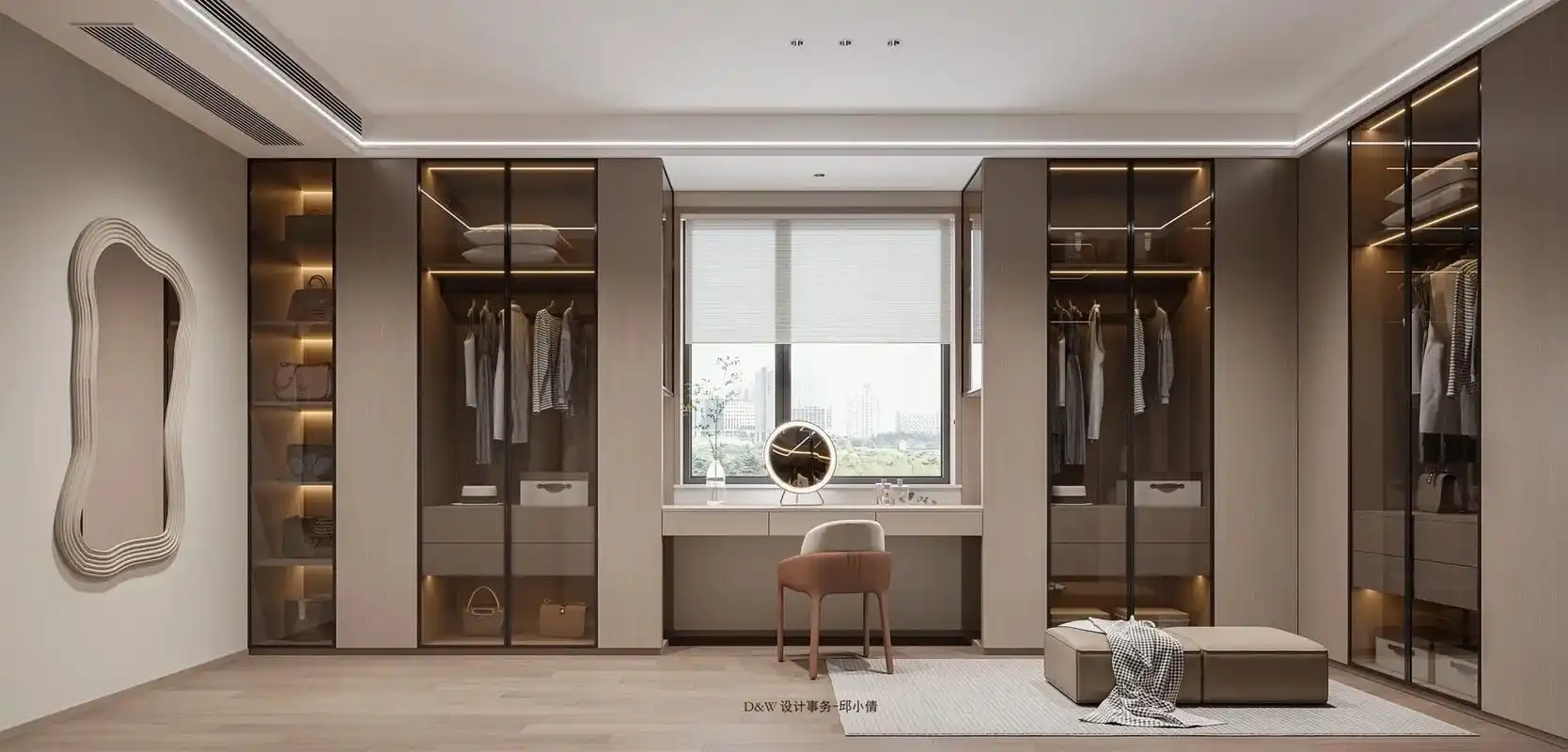 Custom walk-in closet wardrobe system